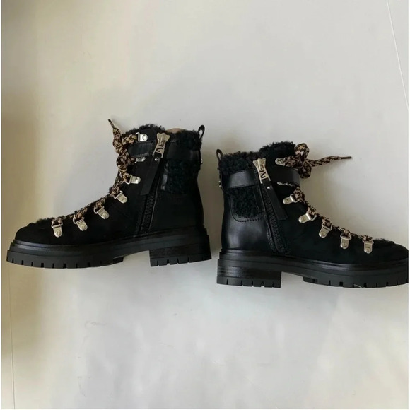 New Circus by Sam Edelman Gretchen Shearling Hiker Boot 6M Black lace up Sherpa - Picture 8 of 13